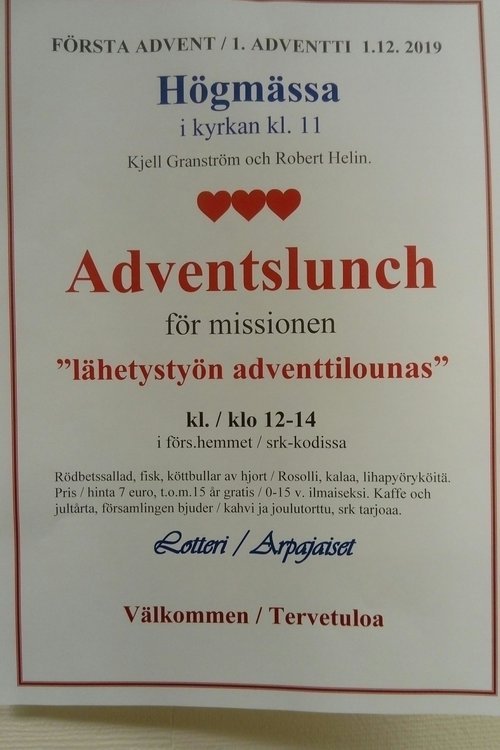 Adventslunch för missionen - Lähetystyön adventtilounas Adventslunch för missionen - Lähetystyön adventtilounas
