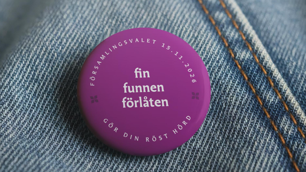 Pins med texten 